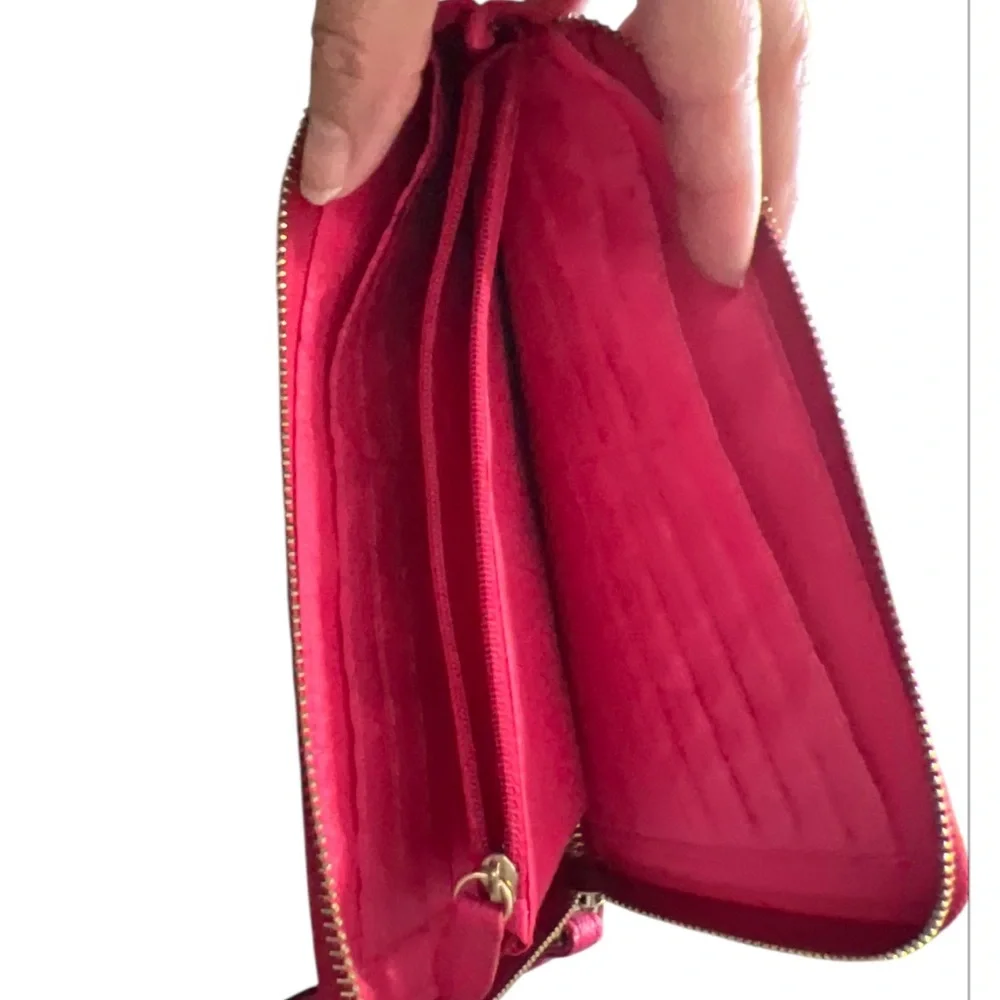 JM New York Pink Wristlet Wallet Saffiano‎ Zip Around Clutch Purse NWOT